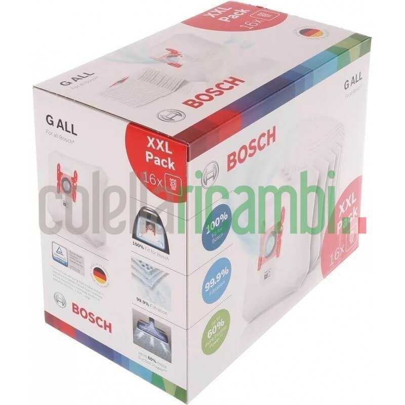 Pack XXL 16 Sacchetti per aspirapolvere Tipo G ALL Bosch 17002095 BBZ16GALL