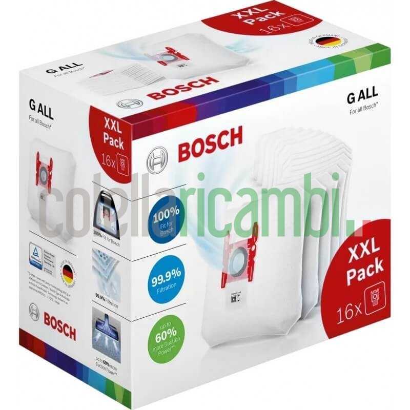 Pack XXL 16 Sacchetti per aspirapolvere Tipo G ALL Bosch 17002095 BBZ16GALL