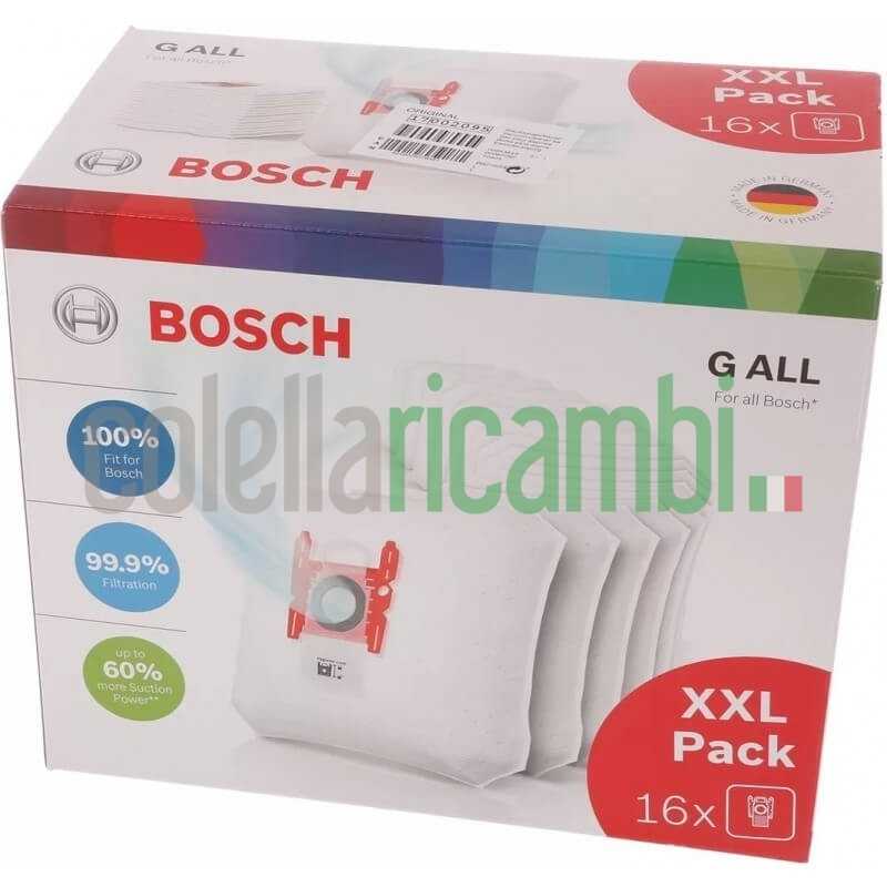 Pack XXL 16 Sacchetti per aspirapolvere Tipo G ALL Bosch 17002095 BBZ16GALL