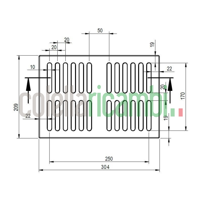 Griglia in ghisa per camini dimensioni 20,7 x 19,1 cm